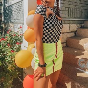 URBAN OUTFITTERS FUN AND BRIGHT LEATHER MINI SKIRT